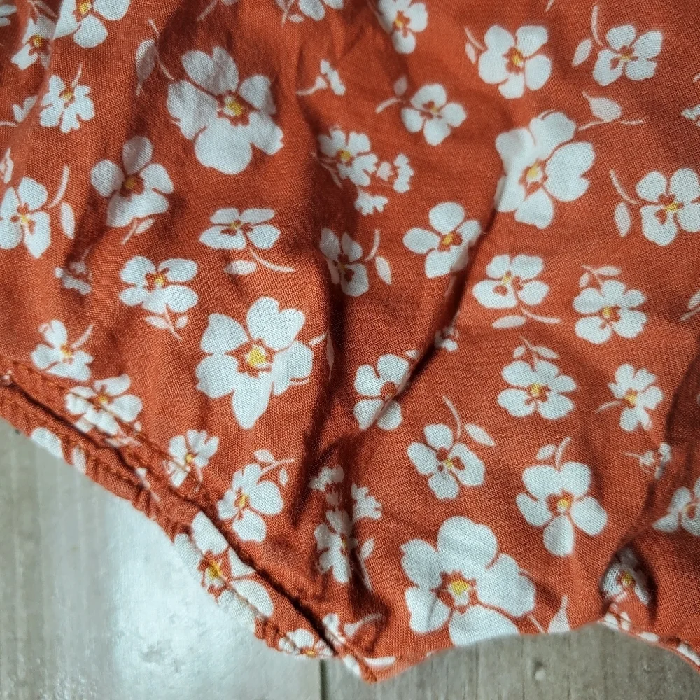 Carter's Baby Girl Rust Brown and White Floral Boho Romper Summer Outfit Size 9m
